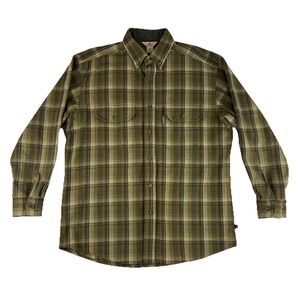 Woolrich Button Up Shirt Men's Large Plaid Long Sleeve Olive Ombre 6088